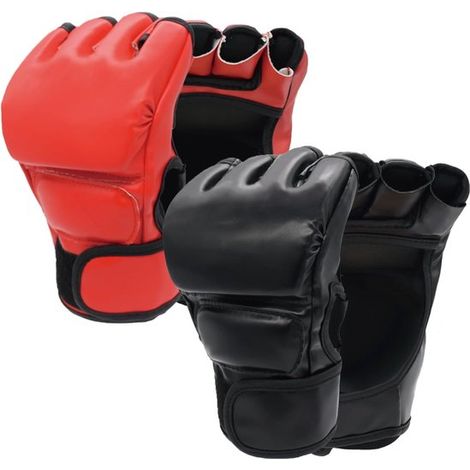 2 paires de gants de boxe – Cuir absorbant les chocs pour kickboxing, sparring et MMA – Pour débutants et professionnels (1/4)