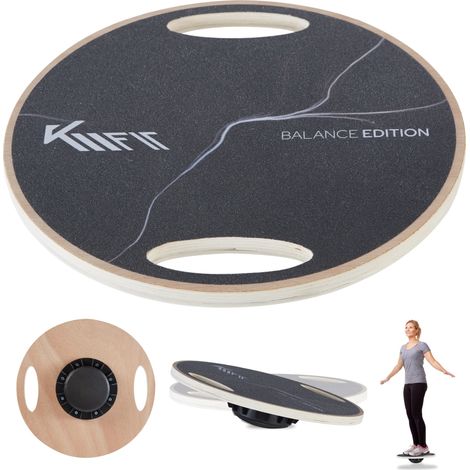 KM-Fit Balance board made of wood Wobble board Non-slip surface Load capacity 200 kg Spinning top ø 39.5 cm (1/5)