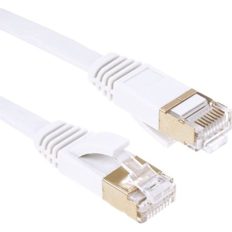 30m câble réseau plat Cat7 - câble internet blanc (1/2)