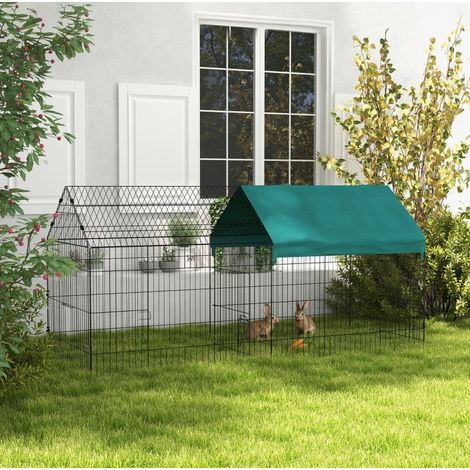 Enclos pour petits animaux 220x85x103 cm en acier vert, facile à monter pour jardin FLORAGRACE (1/5)
