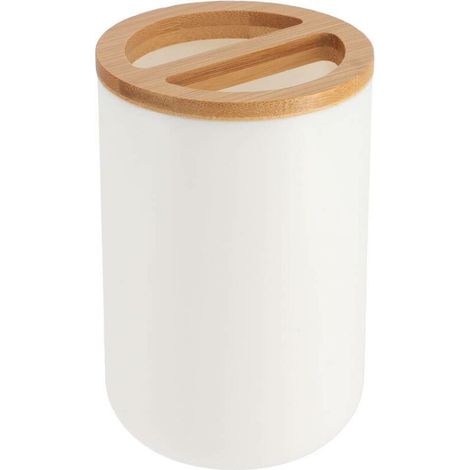 Porta spazzolini da denti in bianco/bambù - Trendy