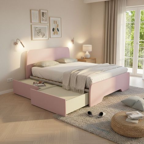 Letto matrimoniale 160x200 con testate sagomate e cassettoni - Cipriaf3c4ff (1/5)