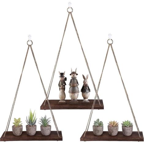 Boho-Makramee-Wandregal mit Quasten – Handgewebtes Hängeregal aus Holz für Schlafzimmer, Wohnzimmer oder Badezimmer (1/5)