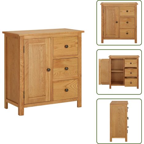 Armadio con cassetti - vidaXL Credenza 70x35x75 cm Legno Massello di Rovere - Armadio con ante