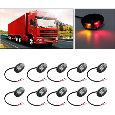 Lot de 10 feux de position latéraux à LED pour camionnettes et remorques, permettant des économies d'énergie. (1/5)