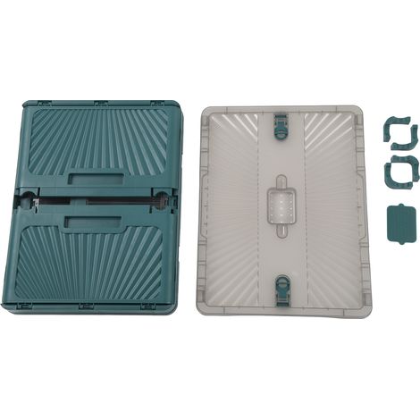 Bac de rangement empilable 3 portes, grande capacité, roulettes amovibles, boîte pliable en plastique avec couvercle, vert foncé, pour maison, extérieur, camping (1/5)