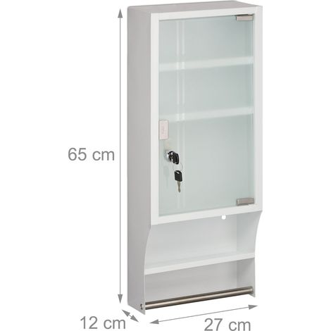 Armoire à pharmacie murale verrouillable pratique 4 compartiments 60 x 40 x 15 cm en métal blanc (1/3)