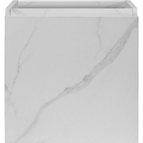 Belvit Waschtischunterschrank 40x50x22,3cm MDF weiße Marmoroptik Türanschlag rechts