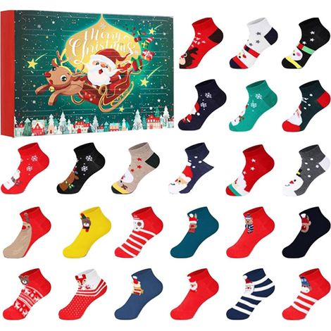 paires de chaussettes Noël pour femmes Calendrier l'Avent douillettes Coffret (1/5)