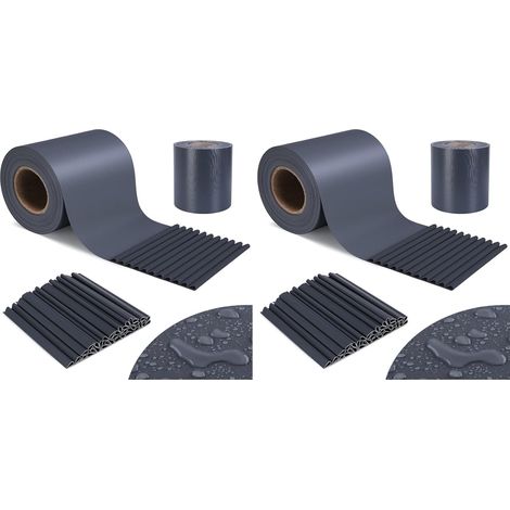 TLSUNNY Bande Brise-Vue en PVC pour clôture - 100 m x 19 cm - avec 70 Clips de Fixation - Opaque - Coupe-Vent - Anti-UV - 450 g/m² - Gris foncé (1/5)