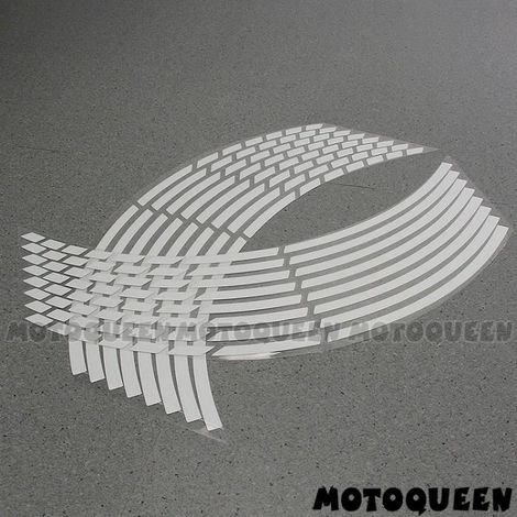 Autocollants réfléchissants - Oui - 16 pièces - Blanc - 17 et 18 pouces - Pour motos (1/4)