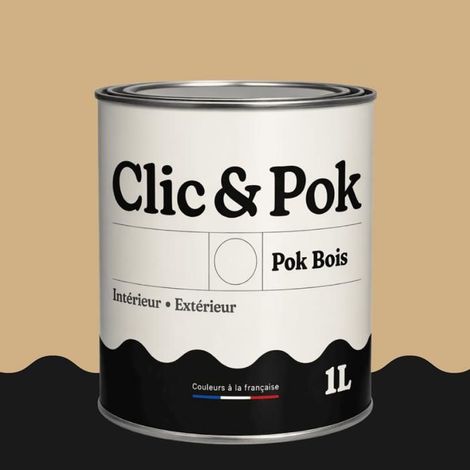 Peinture Bois Extérieur – POK BOIS - 1L - RAL 1001 - Beige- Résistante aux intempéries - Ne s'écaille pas (1/4)