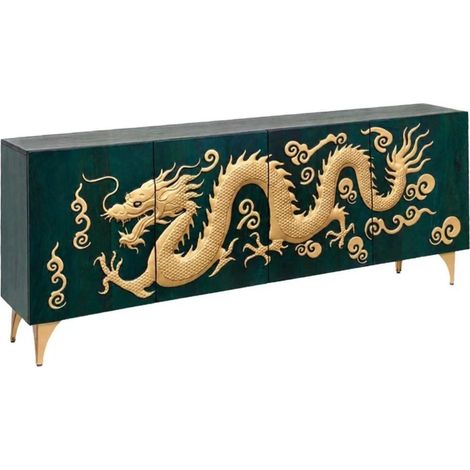 Buffet RYUJIN 177 cm – Legno di mango turchese e dorato – 4 porte (1/5)