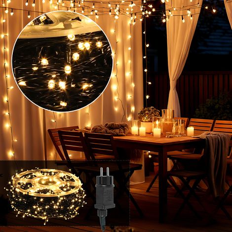 TolleTour Catena luminosa LED 200m 2000LED con 8 modalità catena esterna per interno Natale matrimonio festa giardino decorazione bianco caldo (1/5)