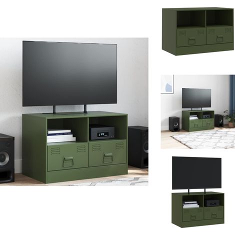 TV-Schrank Olivgrün 67x39x44 cm Stahl - TV-Schrank - Fernsehtisch - Wohnzimmermöbel - Regal - Aufbewahrung (1/5)