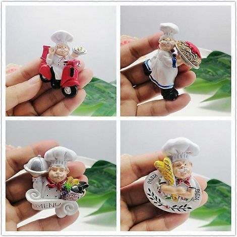 Lot de 4 autocollants pour tableau blanc, aimants pour articles de boulangerie, cuisine, congélateur, lave-linge, casier, grand réfrigérateur, figurines magnétiques décoratives, dessin animé (1/5)
