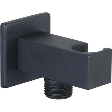 Presa acqua quadrata con supporto nero opaco M.M. 1/2"   Tecom (1/2)
