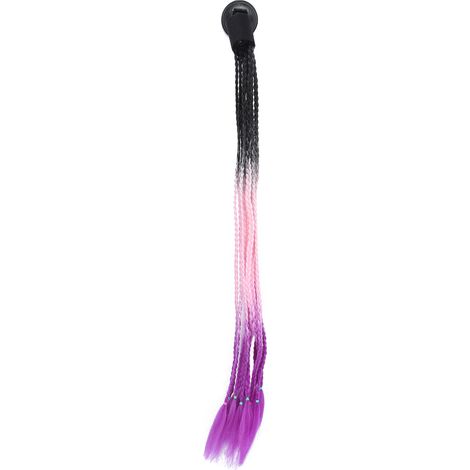 Casque moto style punk avec attaches à ventouses et tresses décoratives noir rose violet (1/5)