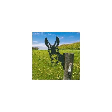 Ornements de jardin âne en métal – Décoration extérieure en fer noir – Pour clôtures et espaces verts – Design durable et résistant à la rouille (1/5)