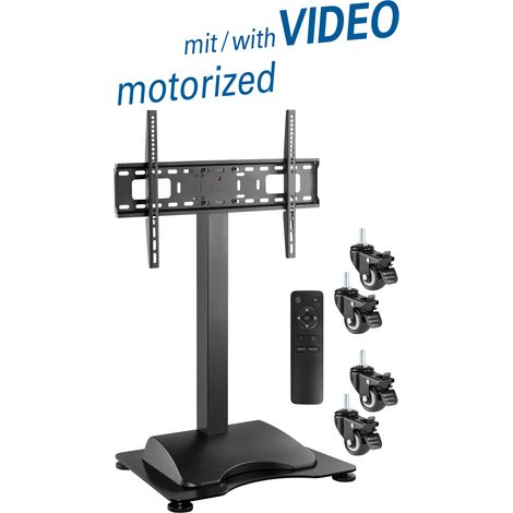 Height adjustable motorized flat screen stand, incl. 4 wheels for screens 37“ - 75“ (94 - 190 cm), loads up to 50 kg, motorized, height adjustable,  bulk goods - only forwarding shipment possible 