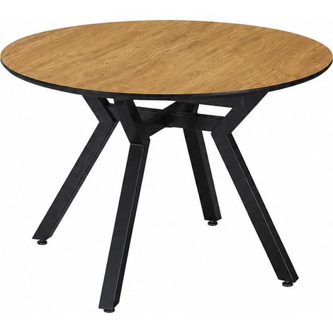 Mesa redonda extensible de comedor Coliseo acabado roble, 75cm(alto) 110/150cm(ancho) 110cm(fondo)