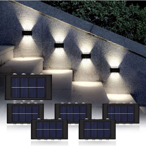 Lot de 6 Applique murale solaire d'extérieur , étanche IP65, pour terrasse, jardin, garage, piscine – Lumière blanche 6 500 K (1/5)