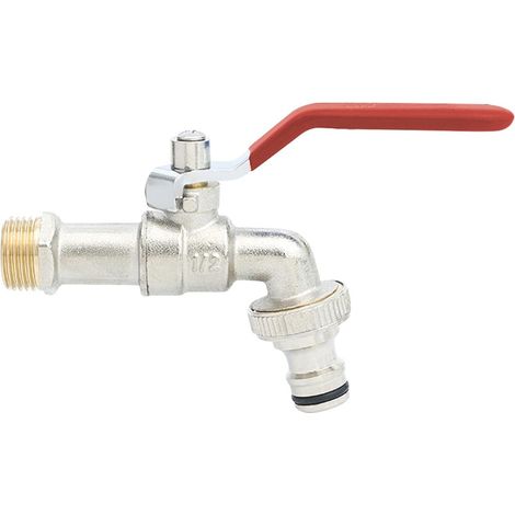 Rubinetto in ottone, valvola a sfera di ingresso G1/2" per uso esterno con connettore, rubinetto da giardino per esterno, lavatrice, serbatoio per acqua piovana