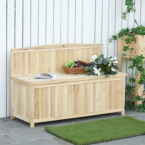 Gartenbank mit Rückenlehne aus naturbelassenem Tannenholz für Terrasse und Garten, 115 x 45 x 75 cm