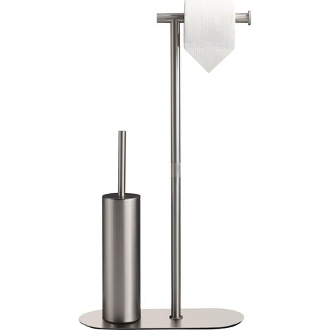 Porte Papier Toilette avec Brosse WC Acier Inoxydable – Porte roleau Papier Toilette sur Pied Nickel Brosse, avec 2 Brosse Silicone et PP. Idéal pour salles Bain, Les Appartements et Toilettes (1/5)
