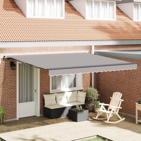 Auvent Rétractable-Store banne Gris clair 400 × 300 cm Polyester et Acier (1/5)