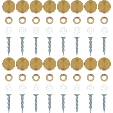 Healeved Lot de 16 vis rechange pour miroirs cosmétiques en acier inoxydable doré, diamètre mm,