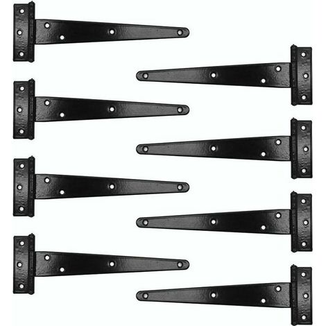 royaluxe- Lot de 8 charnières en T résistantes pour abri de jardin en bois et acier inoxydable Noir 20,3 cm (1/5)
