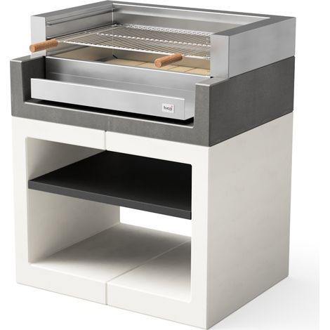 TUOZI - Barbecue fixe inox pour bois et charbon modèle KITAWAY GRILL (Gris/Blanc - 84 x 63 x 101 cm) REF: T00558 - Robuste et performant extérieur (1/3)