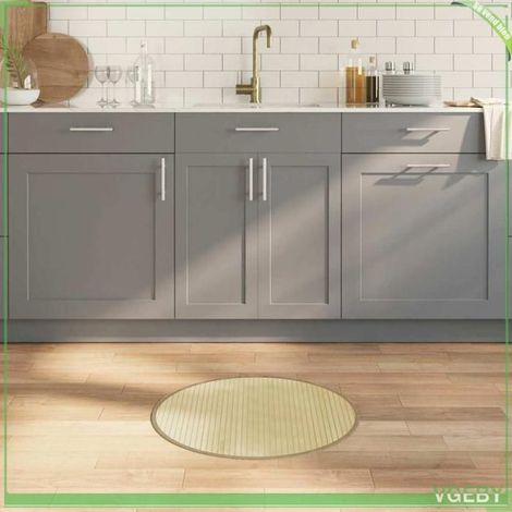 376975 Tapis rond naturel clair 60 cm bambou (1/5)