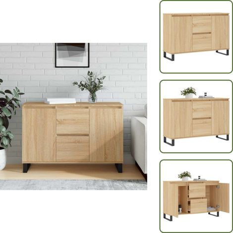Sideboard Sonoma-Eiche 104x35x70 cm Holzwerkstoff - Sideboard - Wohnzimmermöbel - Holzmöbel - Eichefarben - Kommode (1/5)