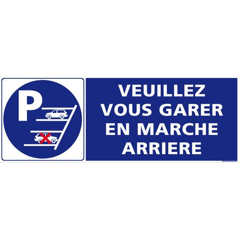 Panneau Signalisation Stationnement en Marche Arrière - Rectangulaire - Aluminium 2 mm - 210 x 75 mm