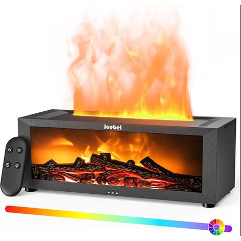 Diffuseur Arôme pour Huiles Essentielles - Cheminée avec Effet Flamme Dynamique, Changement Couleur Auto, Télécommande - Mini Humidificateur pour Aromathérapie de Chambre Bureau (1/5)