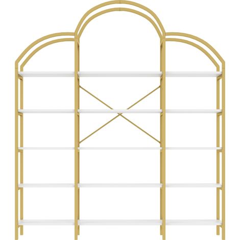 Librería estantería de 5 baldas 170 x 26 x 190 cm en metal y MDF blanco y dorado MODENUIT (1/5)