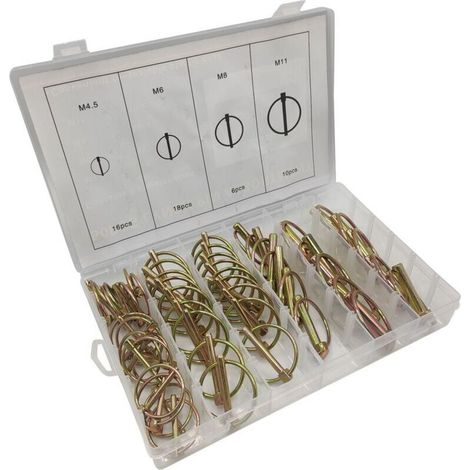 Goupilles de sécurité avec anneau pour remorques de tracteur, assortiment de goupilles de sécurité rondes, 4,5–6–8–11 mm, acier galvanisé (1/4)