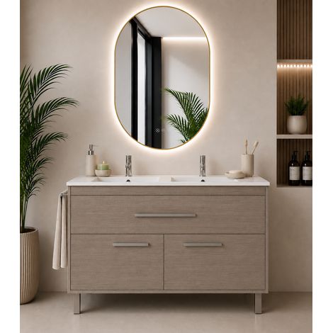 Mueble de baño con lavabo ORIGENBATH BAHIA sin espejo 120x45 cm 2 senos roble smoky (1/5)