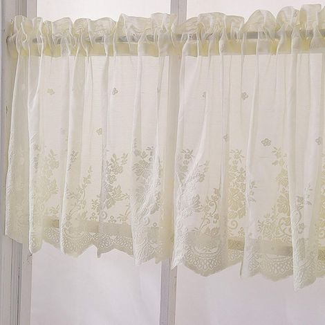 Voilage Rideau Jacquard Transparent Bistro Maison de Campagne Tringle non incluse x H 1 Pièce 74 cm 90 cm L (1/5)