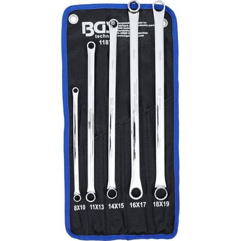 Jeu de Clés à Oeil Doubles Extra Longues 8-19 mm - 5 pcs - Acier Résistant et Précision Professionnelle - D-Work