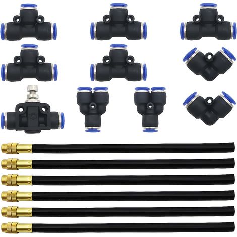 8 mm Connector, 6 Pcs Adjustable Omnidirectional Quick Nozzle, Watering and Watering Flowers Irrigation Micro Spray New Nozzle + 10 Pcs Pneumatic Connector (1/5)