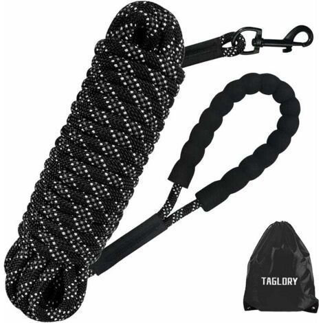 Dog Lanyard 5m, Long Dog Leash Rope with Padded Handle for Small to Large Dogs, Black (1/5)