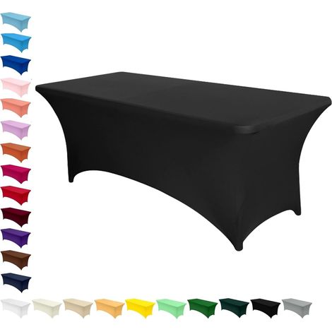 Spandex Tischdecke, 1 Stück 6FT Stretch-Tischdecke, Tischdecke Rechteckige Taillierte, Waschbar und Faltenfrei Tischdecke für Outdoor Veranstaltung Hochzeit Bankett (1/5)