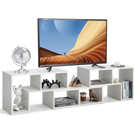 3 teiliger fernsehschrank aus holz fur tvs bis zu 65 frei kombinierbarer fernsehtisch wei