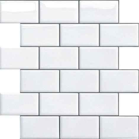 Self Adhesive Backsplash for Kitchen and Bathroom, Self Adhesive Wall Tiles, White Self Adhesive Kitchen Backsplash, Waterproof Self Adhesive Metro 3D PVC Wall Tile, 4 Pack (Black, 4 Sheets)