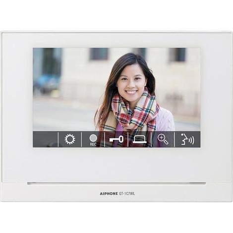 Aiphone – Moniteur mains libres 7 pouces avec zoom 9 zones – GT1C7WL – Wi-Fi intégré – Boucle magnétique – Mémoire d'images jusqu'à 1000 appels