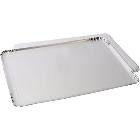 Lot de 5 Plateaux traiteur, Carton alimentaire, Couleur Argent, 28x19 cm, Pour pâtisserie et salé