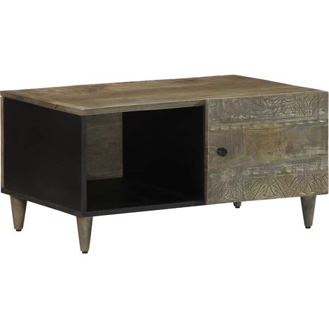 Couchtisch Hellgrau 80x50x40 cm Massivholz Mango